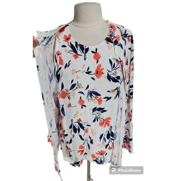 Croft Barrow Womens Two Pieces Top Size XXL Floral Crew Neck Long Sleeve 150P - Picture 4 of 7